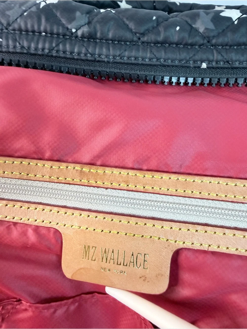 MZ Wallace Sutton StarLight Star Quilted Satchel Crossbody Bag Leather Trim